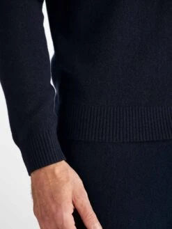 Men's Half-Zip Sweater Finley Cashmere Navy -Derek Rose Shop 3160 FINL010NAV 4071