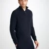 Men's Half-Zip Sweater Finley Cashmere Navy -Derek Rose Shop 3160 FINL010NAV 4107