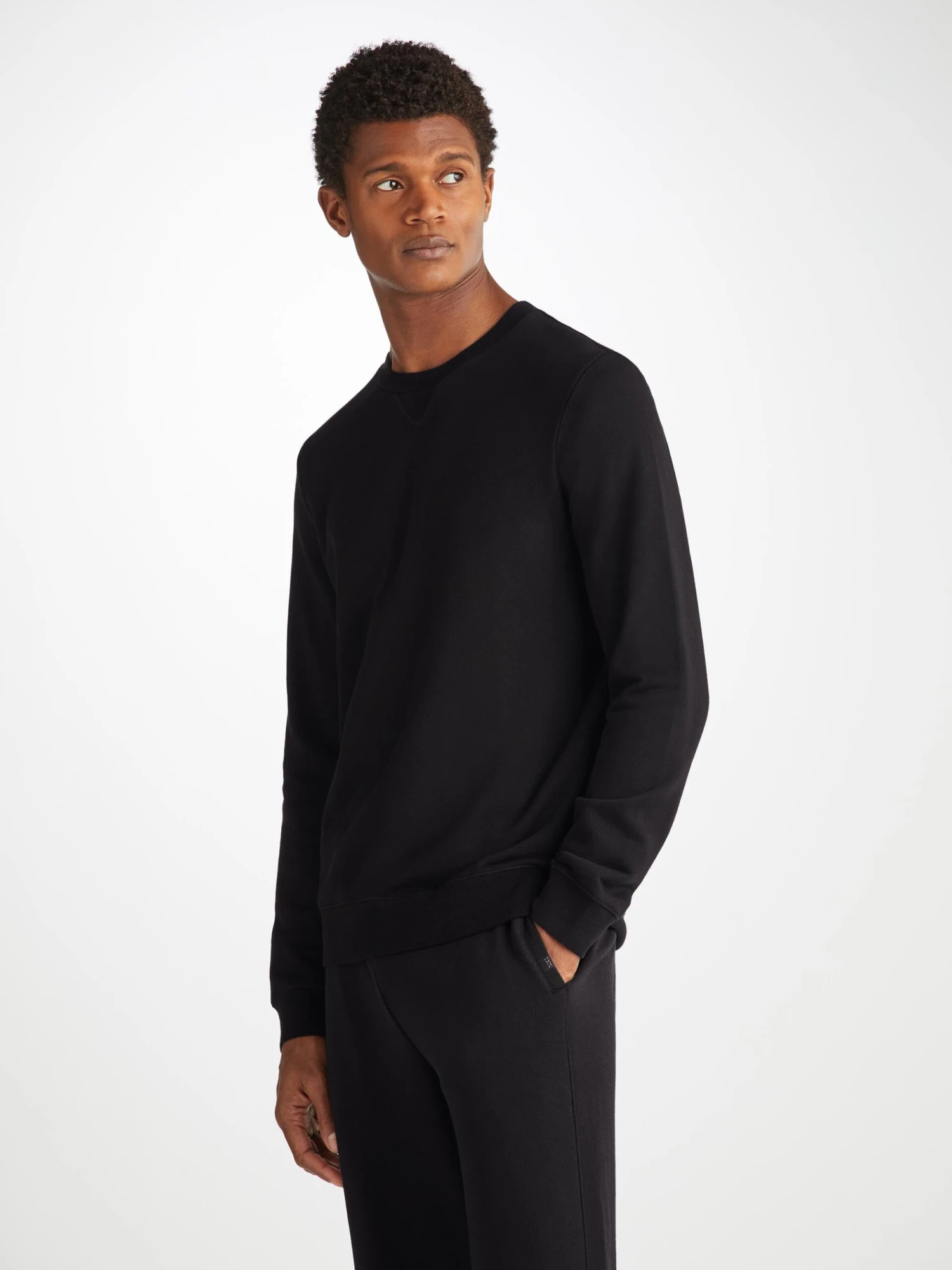Men's Sweatshirt Quinn Cotton Modal Black 3 Men's Sweatshirt Quinn Cotton Modal Black