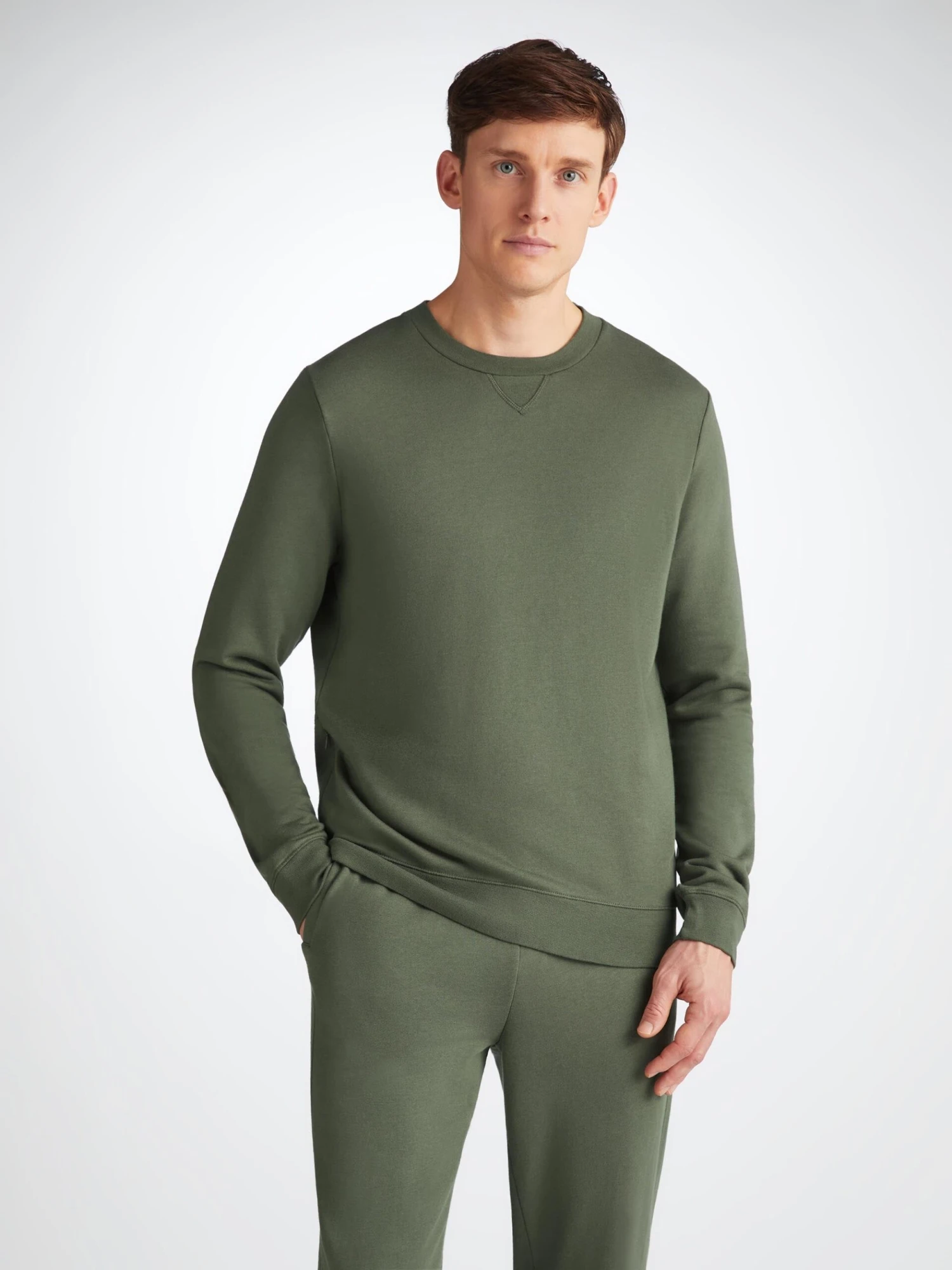 Men's Sweatshirt Quinn Cotton Modal Soft Green 3 Men's Sweatshirt Quinn Cotton Modal Soft Green