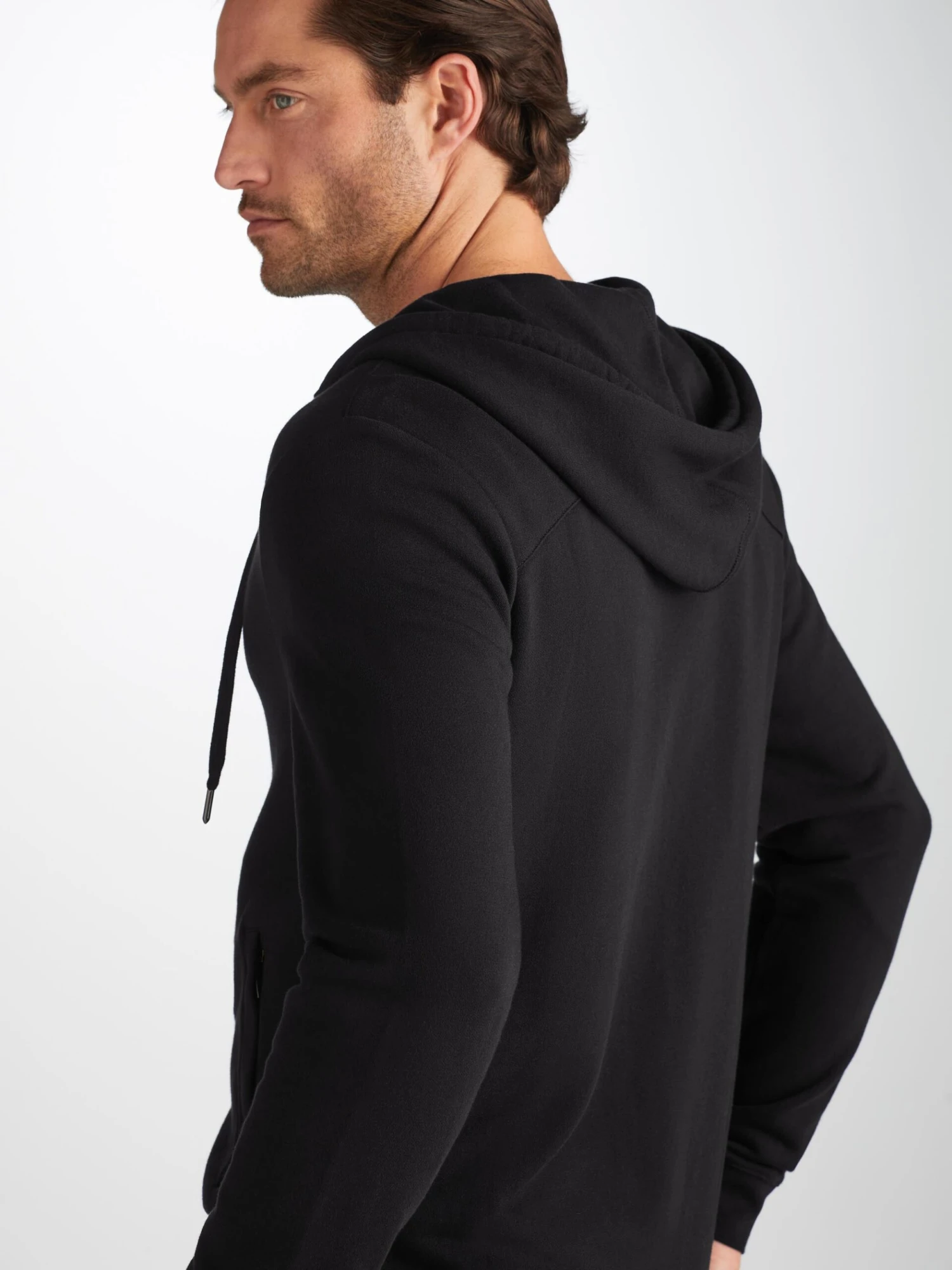 Men's Hoodie Quinn Cotton Modal Black 8 Men's Hoodie Quinn Cotton Modal Black - Image 6