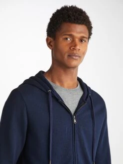 Men's Hoodie Quinn Cotton Modal Navy -Derek Rose Shop 3172 QUIN001NAV 2960