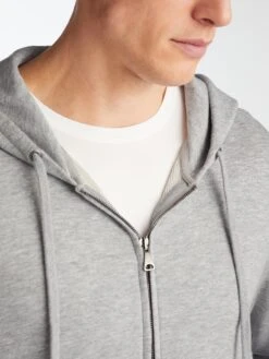 Men's Hoodie Quinn Cotton Modal Silver -Derek Rose Shop 3172 QUIN001SIL 36279