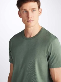 Men's T-Shirt Barny Pima Cotton Soft Green -Derek Rose Shop 3175 BARN002GRE 35011