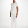 Men's Lounge Trousers Basel Micro Modal Stretch White -Derek Rose Shop 3558 BASE001WHI RETOUCH