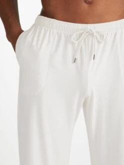 Men's Lounge Trousers Basel Micro Modal Stretch White -Derek Rose Shop 3558 BASE001WHI RETOUCH 04