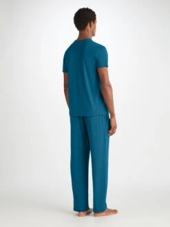 Men's Lounge Trousers Basel Micro Modal Stretch Poseidon Blue -Derek Rose Shop 3558 BASE017BLU 2152