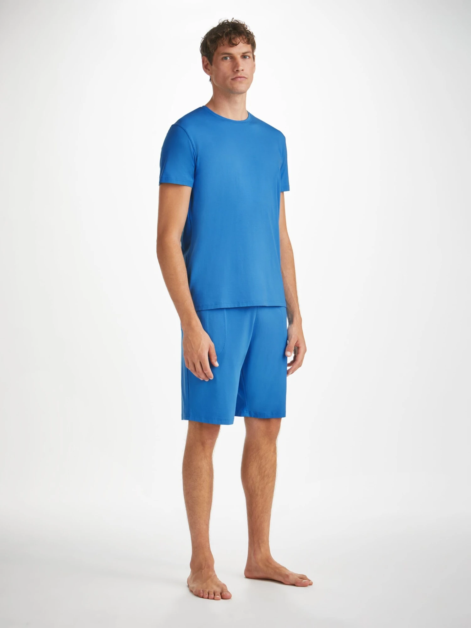 Men's Lounge Shorts Basel Micro Modal Stretch Azure Blue 5 Men's Lounge Shorts Basel Micro Modal Stretch Azure Blue - Image 3