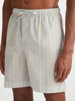 Men's Lounge Shorts Amalfi 20 Cotton Batiste Blue -Derek Rose Shop 3560 AMAL020BLU 2358