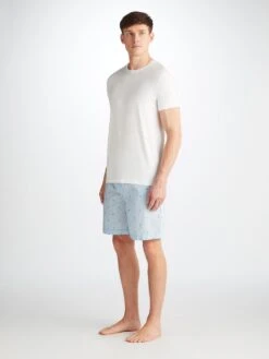 Men's Lounge Shorts Nelson 100 Cotton Batiste Blue -Derek Rose Shop 3560 NELS100BLU 38657