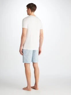 Men's Lounge Shorts Nelson 100 Cotton Batiste Blue -Derek Rose Shop 3560 NELS100BLU 38658