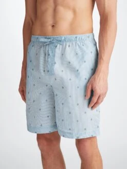 Men's Lounge Shorts Nelson 100 Cotton Batiste Blue -Derek Rose Shop 3560 NELS100BLU 38709