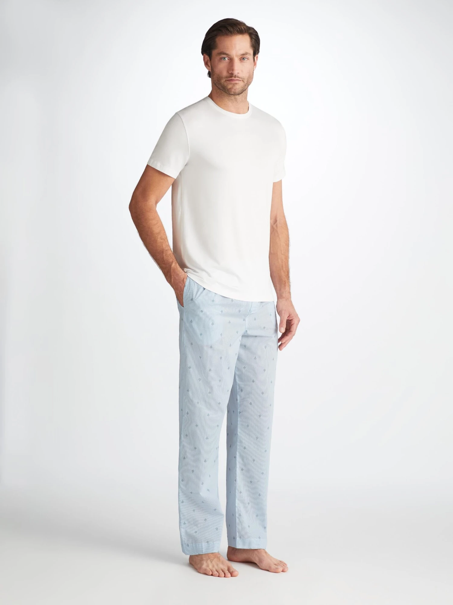 Men's Lounge Trousers Nelson 100 Cotton Batiste Blue 3 Men's Lounge Trousers Nelson 100 Cotton Batiste Blue