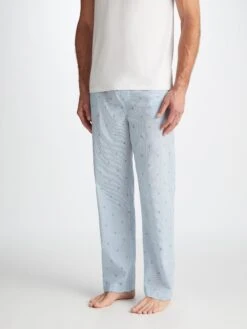 Men's Lounge Trousers Nelson 100 Cotton Batiste Blue 9 Men's Lounge Trousers Nelson 100 Cotton Batiste Blue -Derek Rose Shop 3564 NELS100BLU 28020