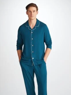 Men's Pyjamas Basel Micro Modal Stretch Poseidon Blue 9 Men's Pyjamas Basel Micro Modal Stretch Poseidon Blue -Derek Rose Shop 4070 BASE017BLU 30514