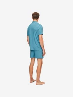 Men's Short Pyjamas Basel Micro Modal Stretch Harbour Blue 12 Men's Short Pyjamas Basel Micro Modal Stretch Harbour Blue -Derek Rose Shop 4090 BASE014BLU 1020