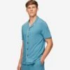Men's Short Pyjamas Basel Micro Modal Stretch Harbour Blue 1 Men's Short Pyjamas Basel Micro Modal Stretch Harbour Blue -Derek Rose Shop 4090 BASE014BLU 1030