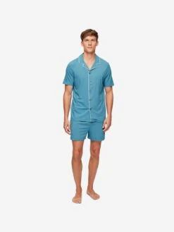 Men's Short Pyjamas Basel Micro Modal Stretch Harbour Blue 11 Men's Short Pyjamas Basel Micro Modal Stretch Harbour Blue -Derek Rose Shop 4090 BASE014BLU 978