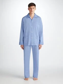 Men's Classic Fit Pyjamas Amalfi Cotton Batiste Blue 11 Men's Classic Fit Pyjamas Amalfi Cotton Batiste Blue -Derek Rose Shop 5000 AMAL001BLU 37107
