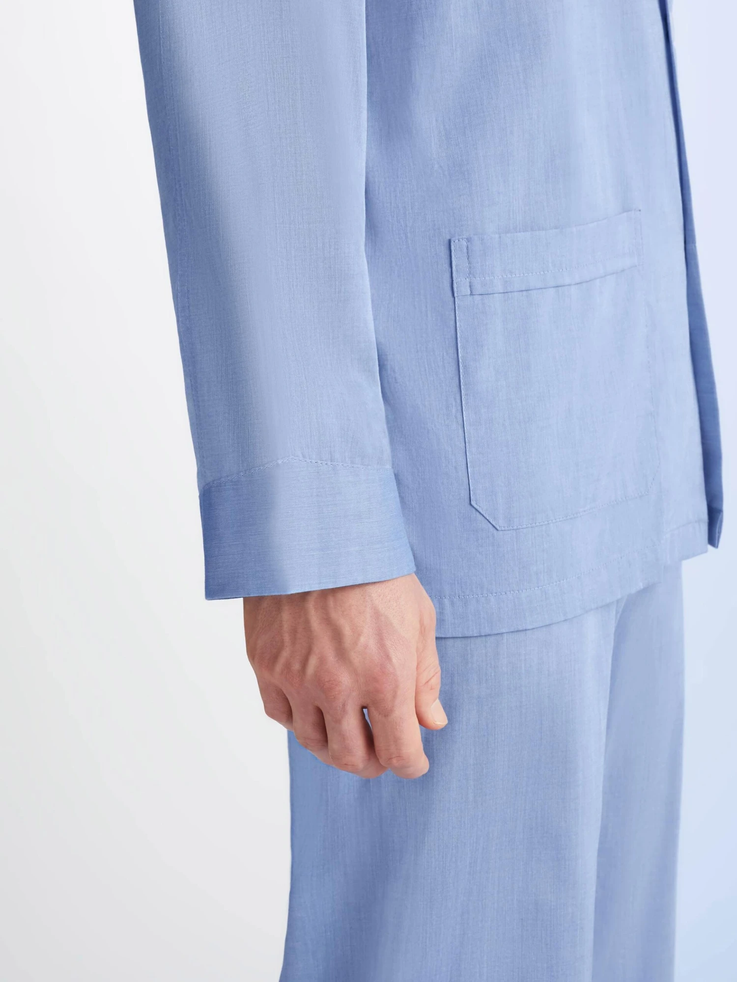 Men's Classic Fit Pyjamas Amalfi Cotton Batiste Blue 8 Men's Classic Fit Pyjamas Amalfi Cotton Batiste Blue - Image 6