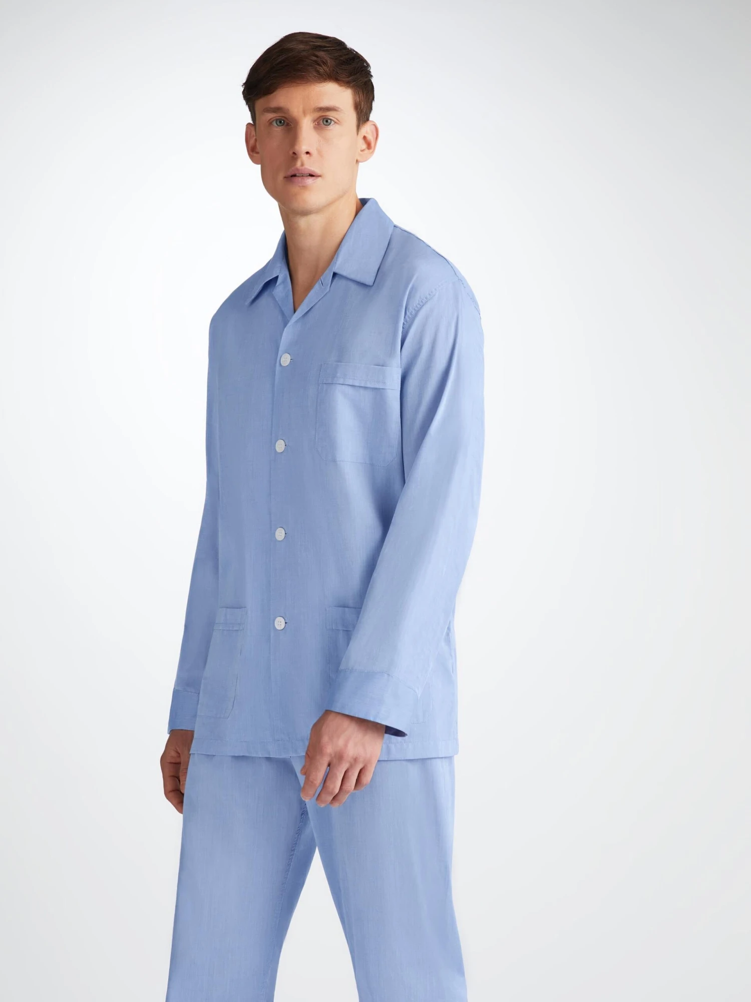 Men's Classic Fit Pyjamas Amalfi Cotton Batiste Blue 3 Men's Classic Fit Pyjamas Amalfi Cotton Batiste Blue