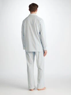 Men's Classic Fit Pyjamas Amalfi 20 Cotton Batiste Blue -Derek Rose Shop 5000 AMAL020BLU 30153
