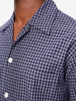 Men's Classic Fit Pyjamas Braemar 32 Brushed Cotton Navy 14 Men's Classic Fit Pyjamas Braemar 32 Brushed Cotton Navy -Derek Rose Shop 5000 BRAE032NAV 4