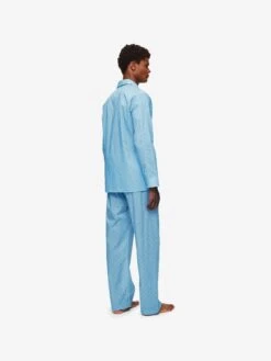 Men's Classic Fit Pyjamas Ledbury 56 Cotton Batiste Blue -Derek Rose Shop 5000 LEDB056BLU 2383