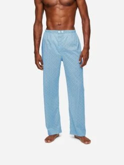 Men's Classic Fit Pyjamas Ledbury 56 Cotton Batiste Blue -Derek Rose Shop 5000 LEDB056BLU 2463