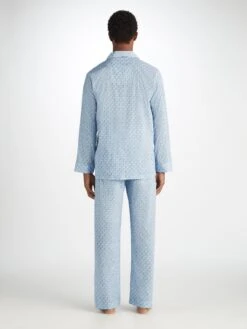 Men's Classic Fit Pyjamas Ledbury 72 Cotton Batiste Blue -Derek Rose Shop 5000 LEDB072BLU 337