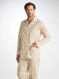 Men's Classic Fit Pyjamas Ledbury 73 Cotton Batiste Sand -Derek Rose Shop 5000 LEDB073SAN 26241