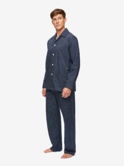 Men's Classic Fit Pyjamas Plaza 21 Cotton Batiste Navy 12 Men's Classic Fit Pyjamas Plaza 21 Cotton Batiste Navy -Derek Rose Shop 5000 PLAZ021NAV 1863