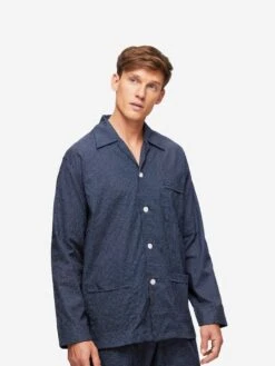 Men's Classic Fit Pyjamas Plaza 21 Cotton Batiste Navy 11 Men's Classic Fit Pyjamas Plaza 21 Cotton Batiste Navy -Derek Rose Shop 5000 PLAZ021NAV 1979