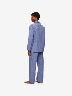 Men's Classic Fit Pyjamas Felsted 3 Cotton Blue -Derek Rose Shop 5005 FELS003BLU 1932