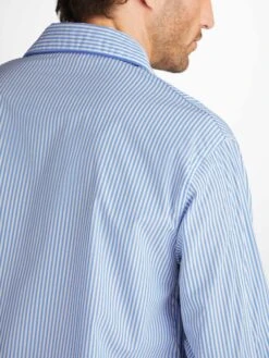 Men's Classic Fit Pyjamas James Cotton Blue -Derek Rose Shop 5005 JAME001BLU 1042