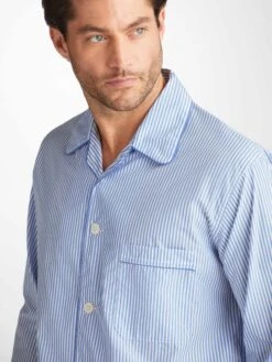 Men's Classic Fit Pyjamas James Cotton Blue -Derek Rose Shop 5005 JAME001BLU 1083