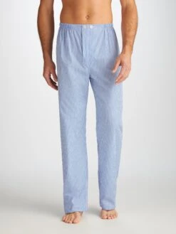 Men's Classic Fit Pyjamas James Cotton Blue -Derek Rose Shop 5005 JAME001BLU 1148