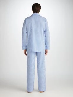 Men's Classic Fit Pyjamas James Cotton Blue -Derek Rose Shop 5005 JAME001BLU 995