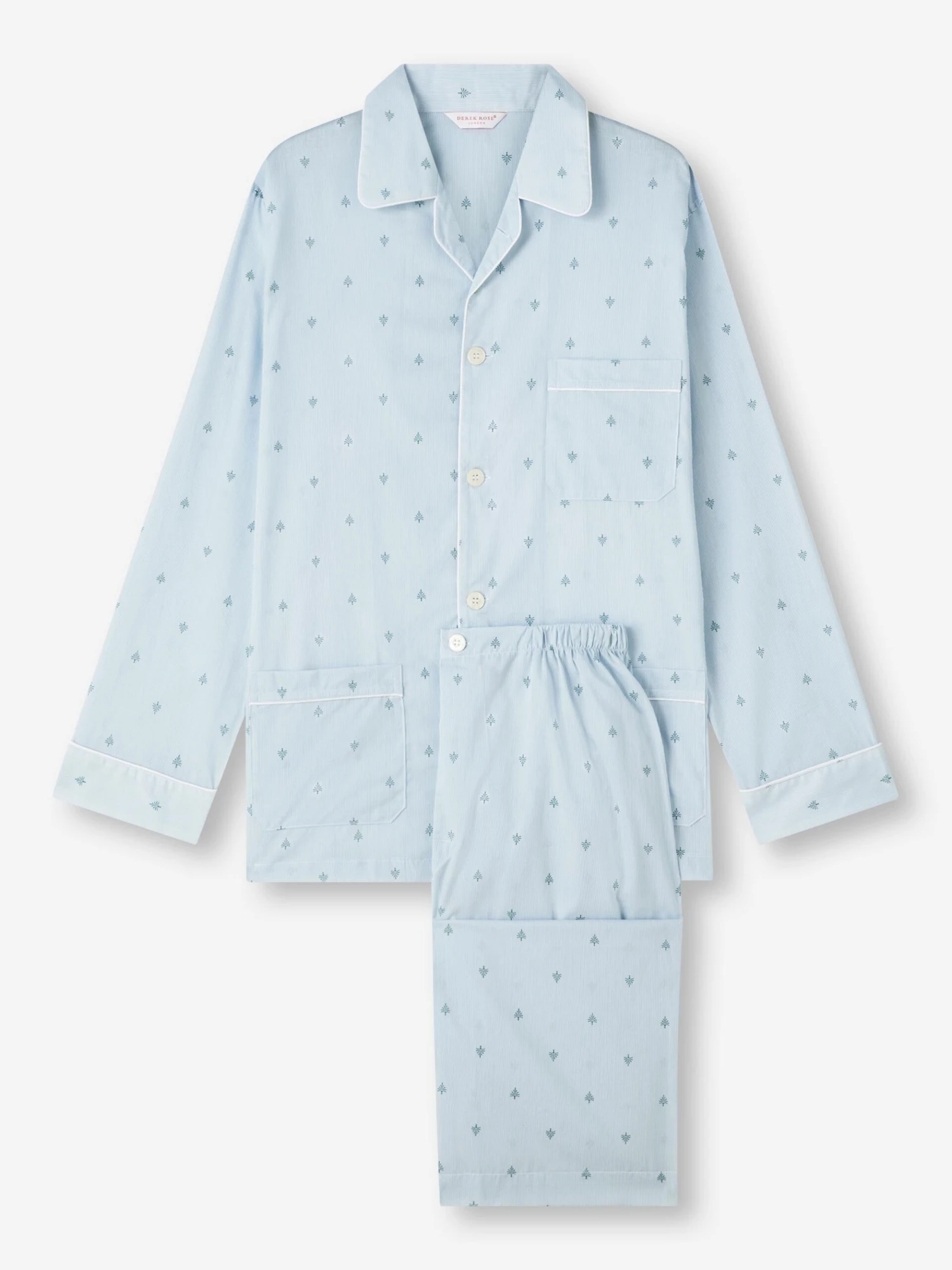 Men's Classic Fit Pyjamas Nelson 100 Cotton Batiste Blue 4 Men's Classic Fit Pyjamas Nelson 100 Cotton Batiste Blue - Image 2