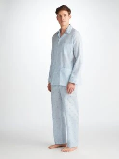 Men's Classic Fit Pyjamas Nelson 100 Cotton Batiste Blue