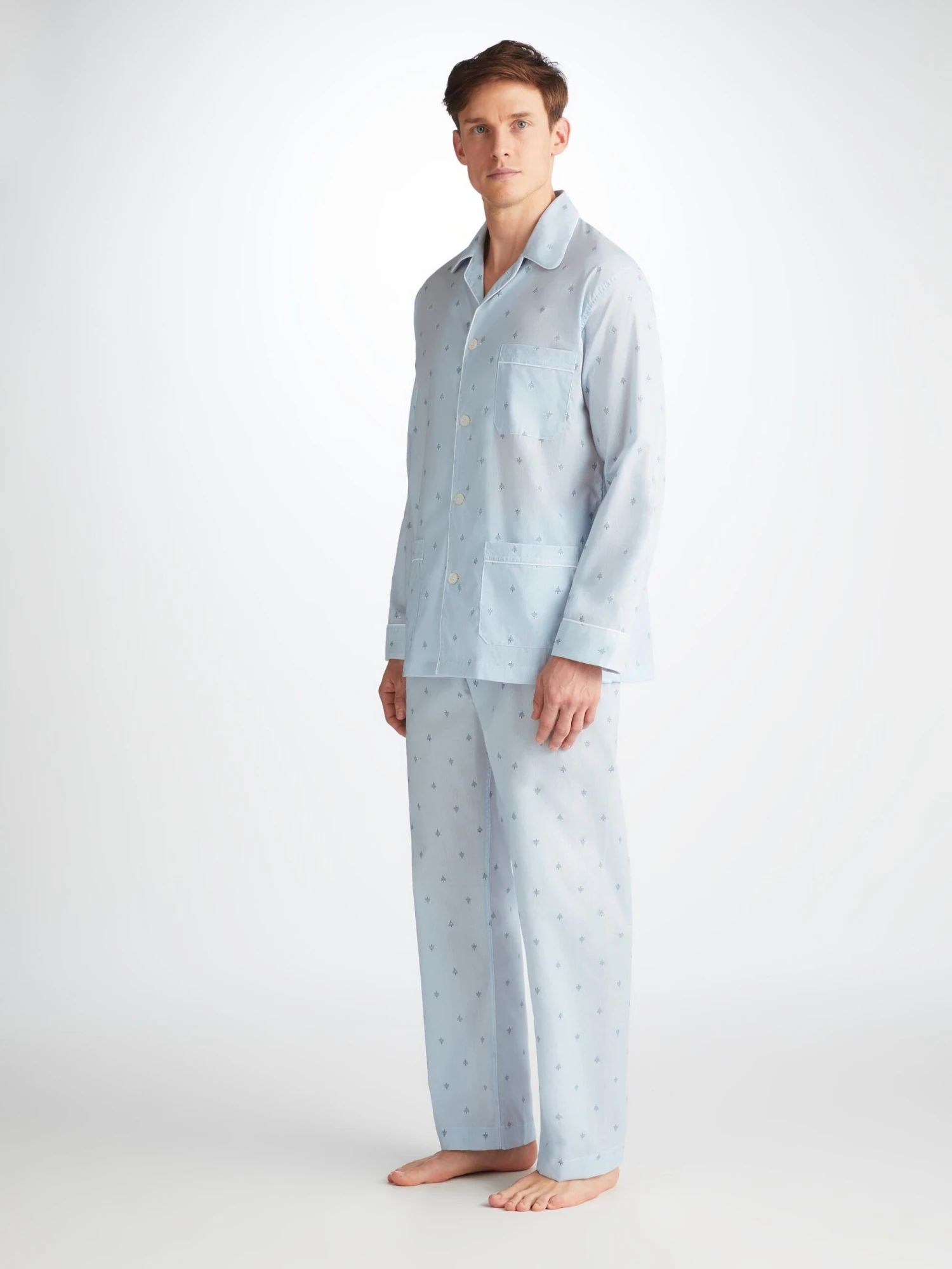 Men's Classic Fit Pyjamas Nelson 100 Cotton Batiste Blue 3 Men's Classic Fit Pyjamas Nelson 100 Cotton Batiste Blue