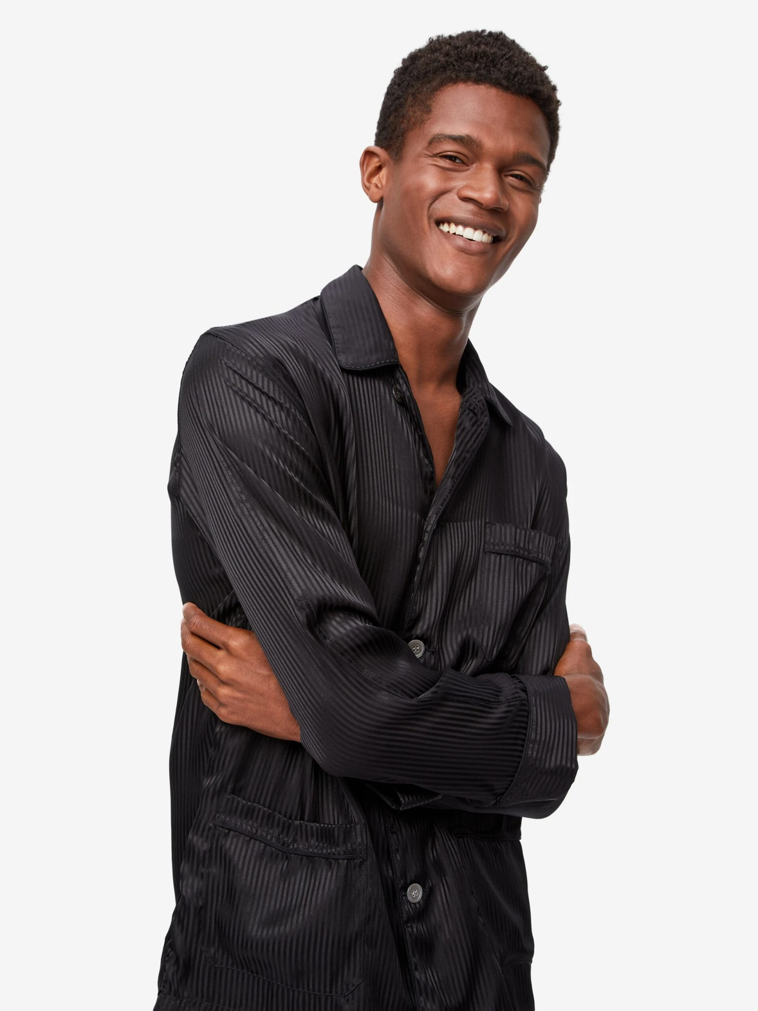 Men's Classic Fit Pyjamas Woburn 8 Silk Satin Black 3 Men's Classic Fit Pyjamas Woburn 8 Silk Satin Black