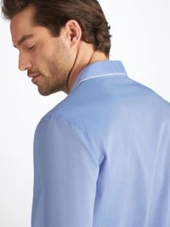 Men's Modern Fit Pyjamas Amalfi Cotton Batiste Blue -Derek Rose Shop 5065 AMAL001BLU 401