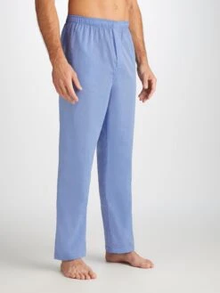 Men's Modern Fit Pyjamas Amalfi Cotton Batiste Blue -Derek Rose Shop 5065 AMAL001BLU 506