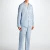 Men's Modern Fit Pyjamas Ledbury 72 Cotton Batiste Blue -Derek Rose Shop 5065 LEDB072BLU 33482