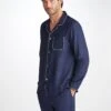 Men's Modern Fit Pyjamas Lombard 6 Cotton Jacquard Navy -Derek Rose Shop 5065 LOMB006NAV 26595