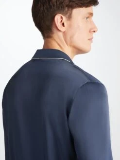 Men's Pyjamas Bailey Silk Satin Navy -Derek Rose Shop 5085 BAIL001NAV 37448