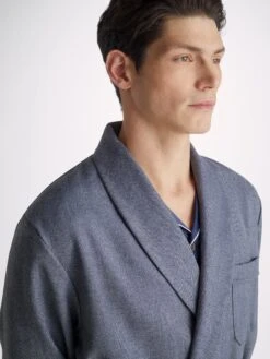 Men's Smoking Jacket Lincoln 11 Wool Navy -Derek Rose Shop 5550 LINC011NAV 75668