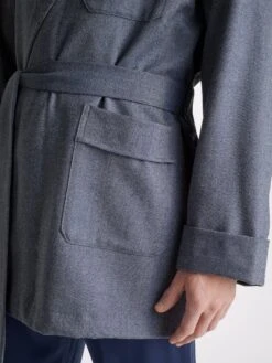 Men's Smoking Jacket Lincoln 11 Wool Navy -Derek Rose Shop 5550 LINC011NAV 75684