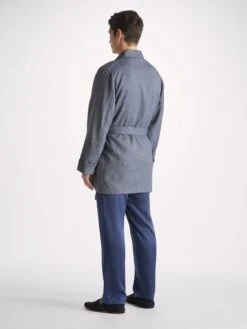 Men's Smoking Jacket Lincoln 11 Wool Navy -Derek Rose Shop 5550 LINC011NAV 75728